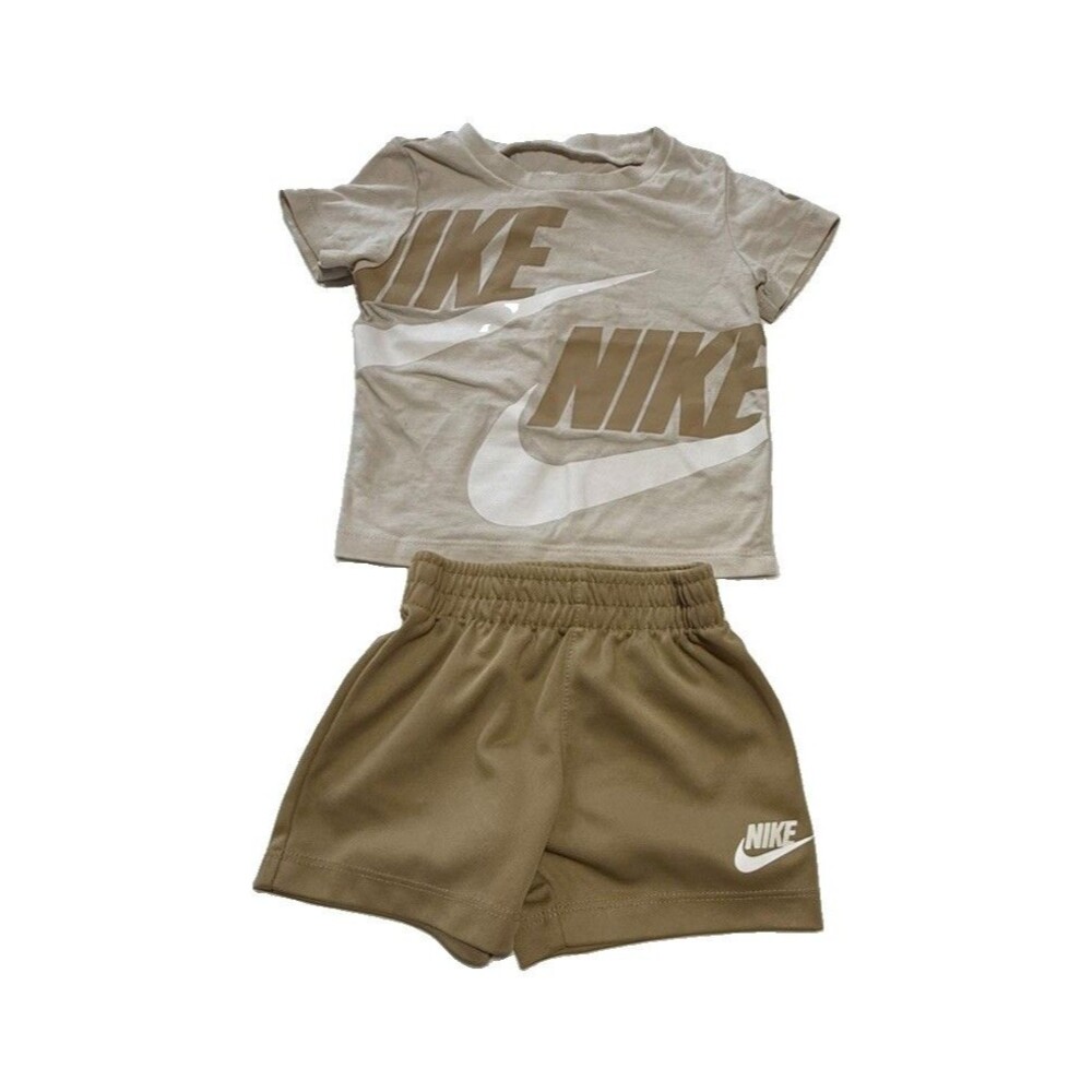 Nike Baby 12M Tan Logo T-Shirt & Shorts Set